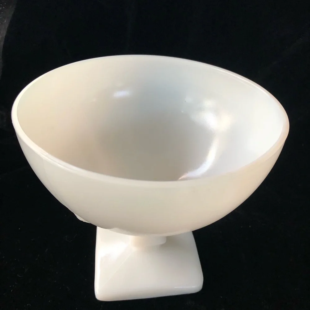 Vintage Art Deco Milk Glass Footed Pedestal Bowl / Vase  5